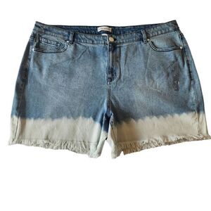 Lane Bryant Ombre Fringe Denim Jean Shorts Plus Size 24